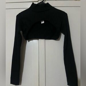 Elegant Black Long Sleeve Crop Top